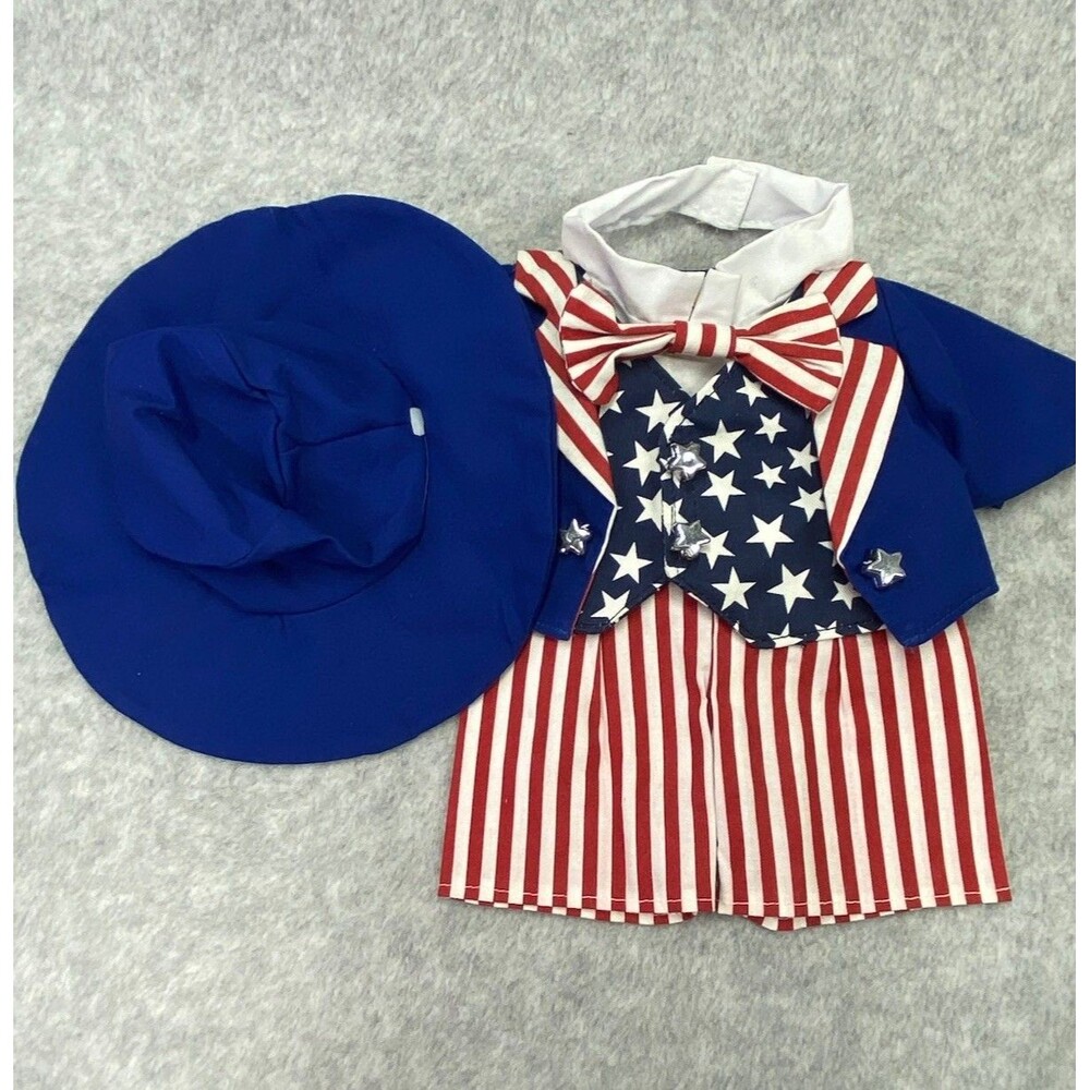 Unbranded Uncle Sam Doll Outfit Costume Blue Red White Good Patriotic Stars - Picture 1 of 9